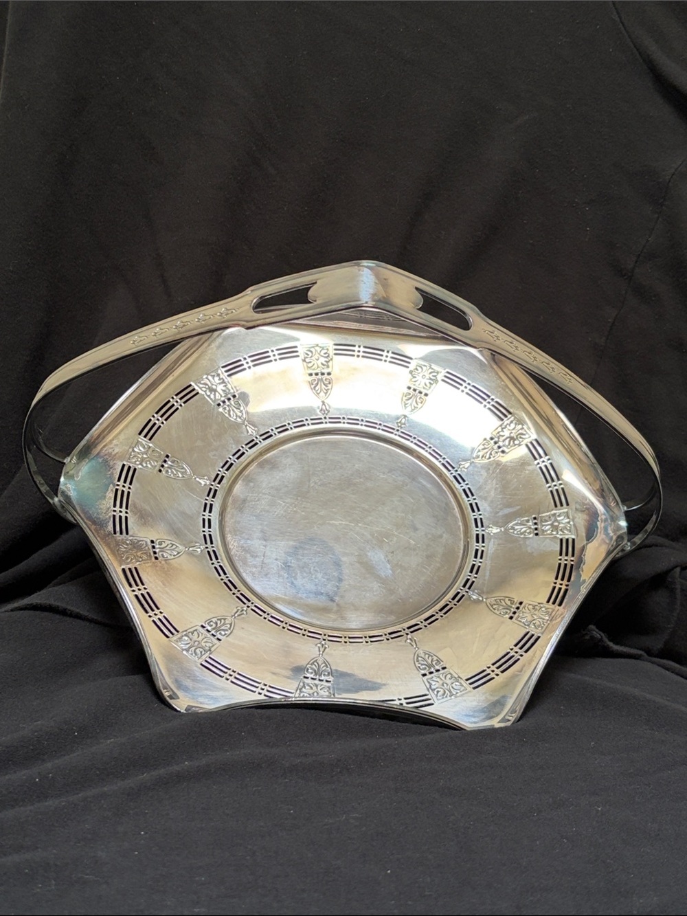 Vintage Sheffield silver plate handled basket.